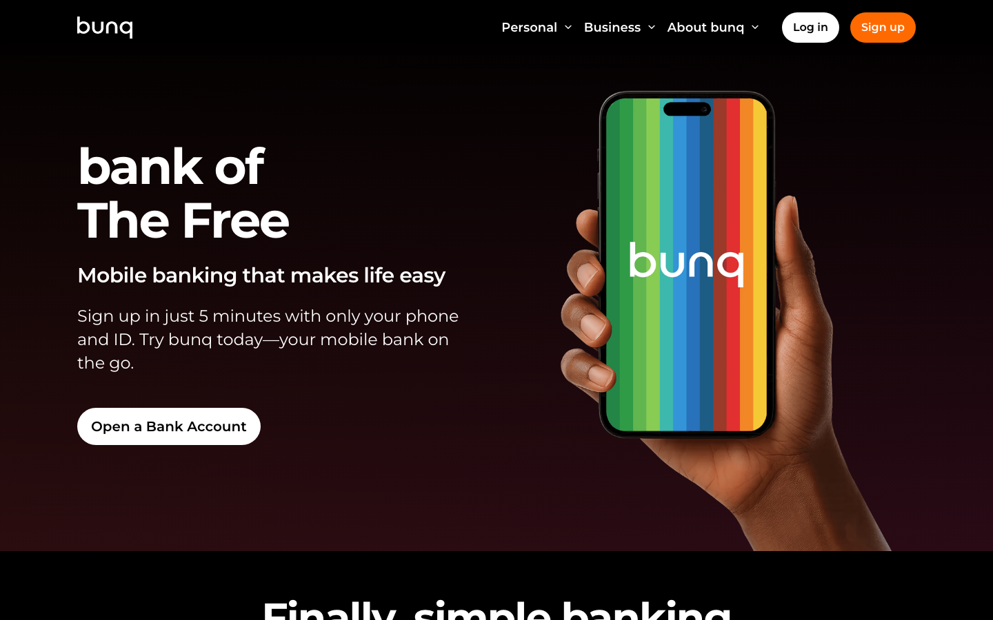 bunq Homepage Screenshot