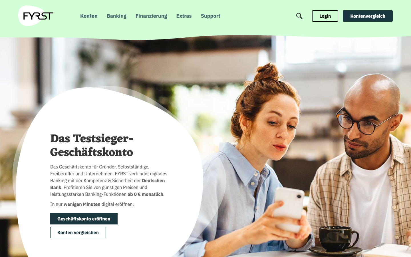 FYRST Geschäftskonto Startseite Screenshot