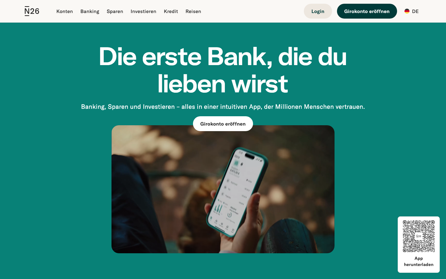 N26 Business Startseite Screenshot