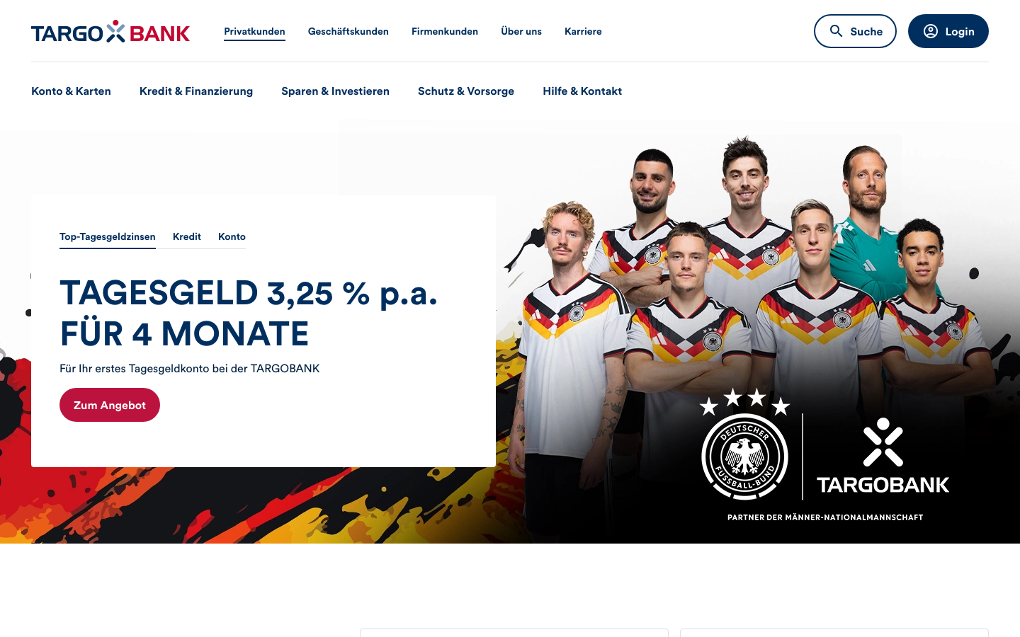 TARGOBANK Geschäftskonto Startseite Screenshot