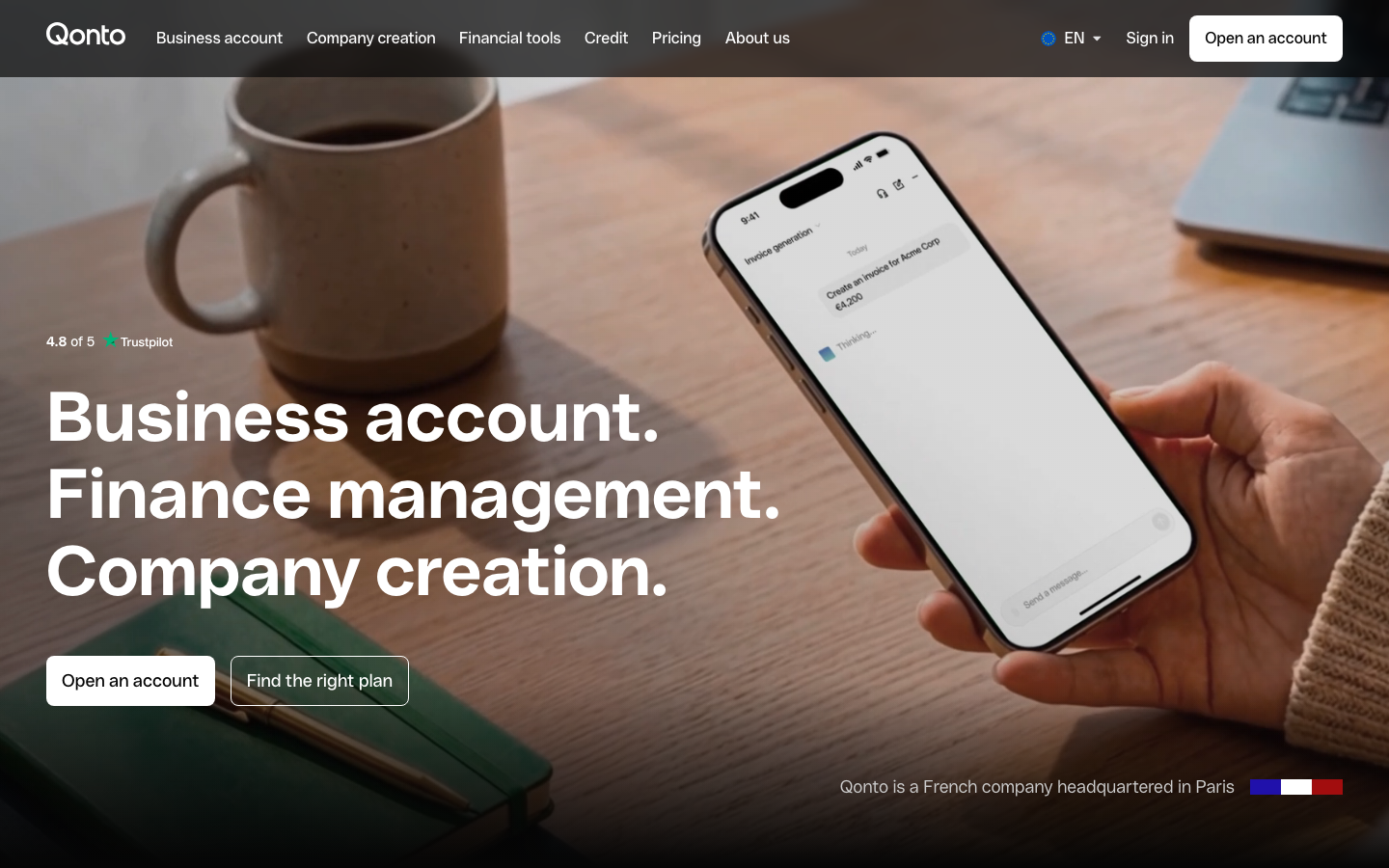 Qonto Homepage Screenshot