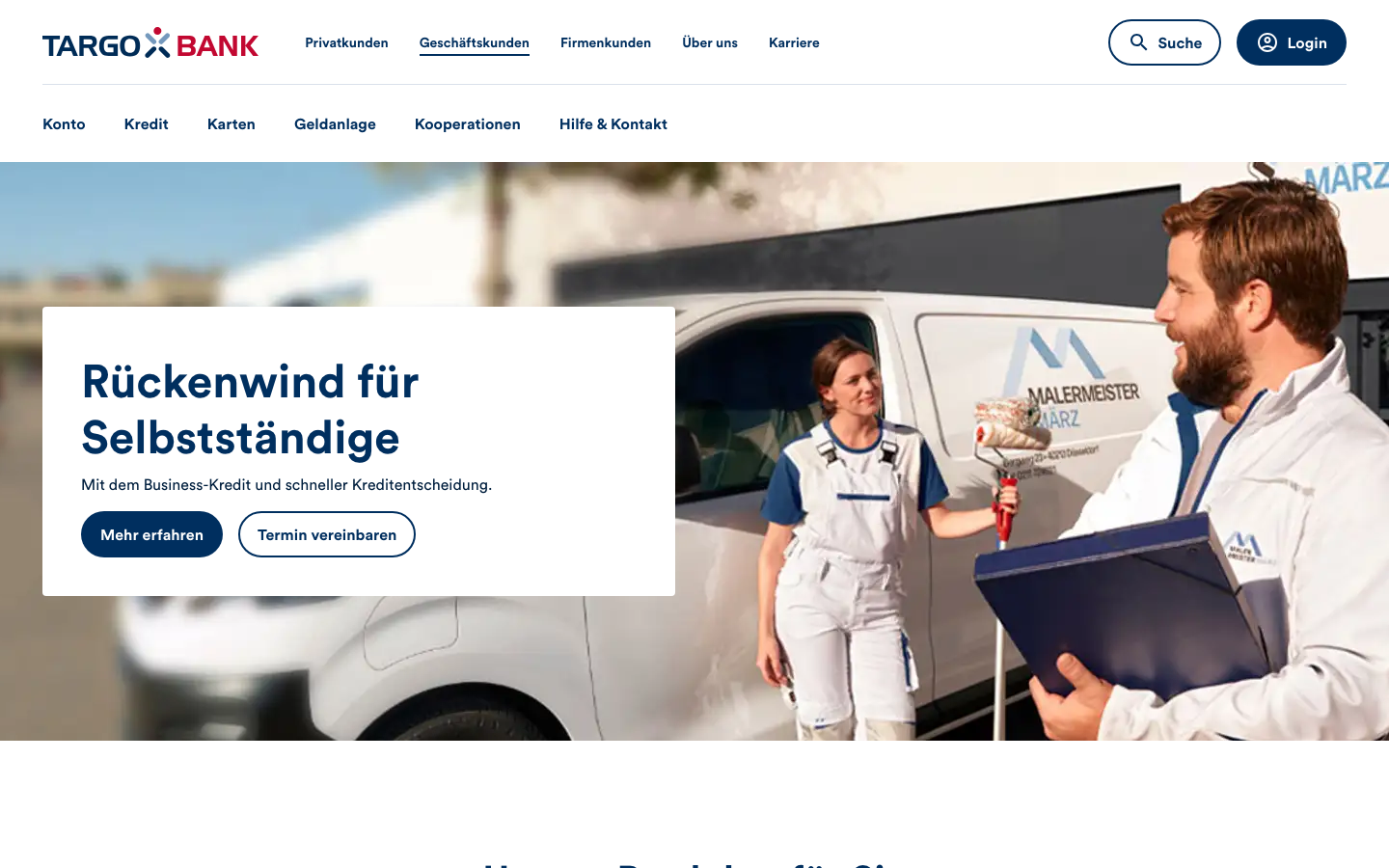 Startseite von TARGOBANK, Filialbank im Vergleich mit Beratungsangebot