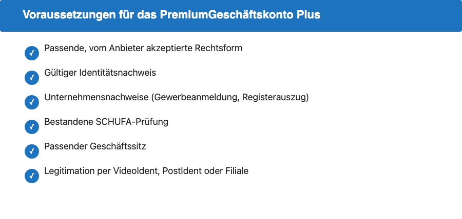Voraussetzungen für die Eröffnung des Commerzbank PremiumGeschäftskonto Plus