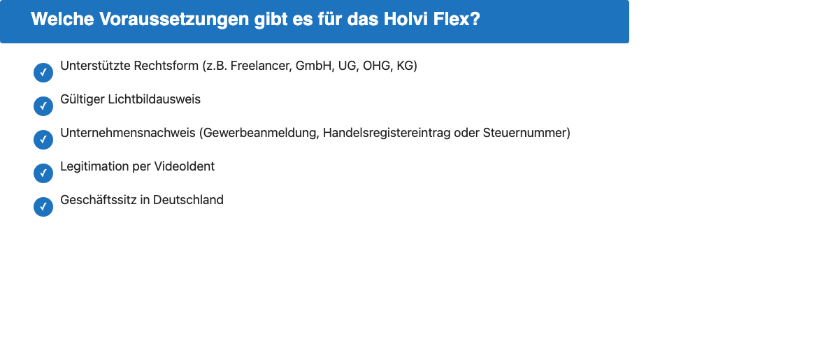 Checkliste: Voraussetzungen für das Holvi Flex