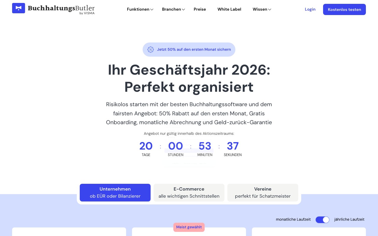 BuchhaltungsButler Preise und Tarife 2026: Light, Smart und Premium im Überblick