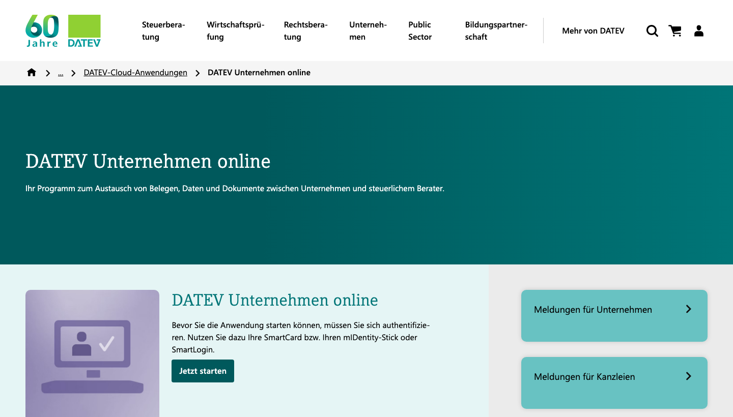 DATEV Unternehmen online: Mandantenportal für digitalen Beleg- und Datenaustausch mit der Steuerkanzlei