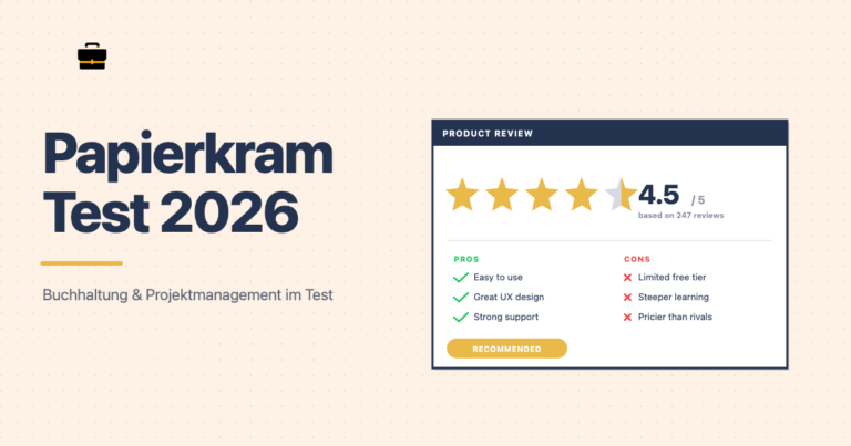 Papierkram Test 2026: Buchhaltung & Projektmanagement im Vergleich
