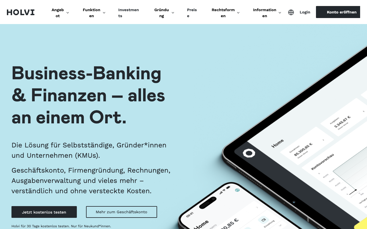 Holvi Geschäftskonto für Freelancer mit nativer Buchhaltungsintegration