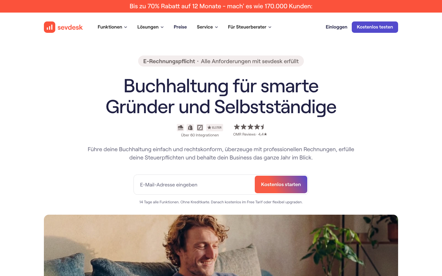 sevDesk Screenshot: Buchhaltungssoftware für Selbstständige