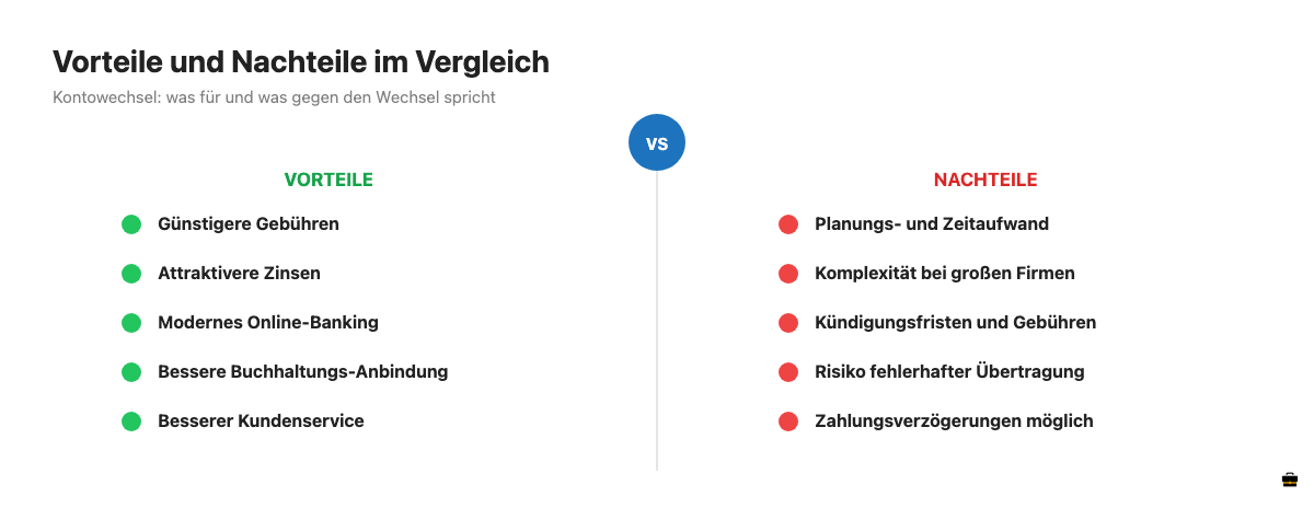 Vor- und Nachteile eines Geschäftskonto-Wechsels im Überblick