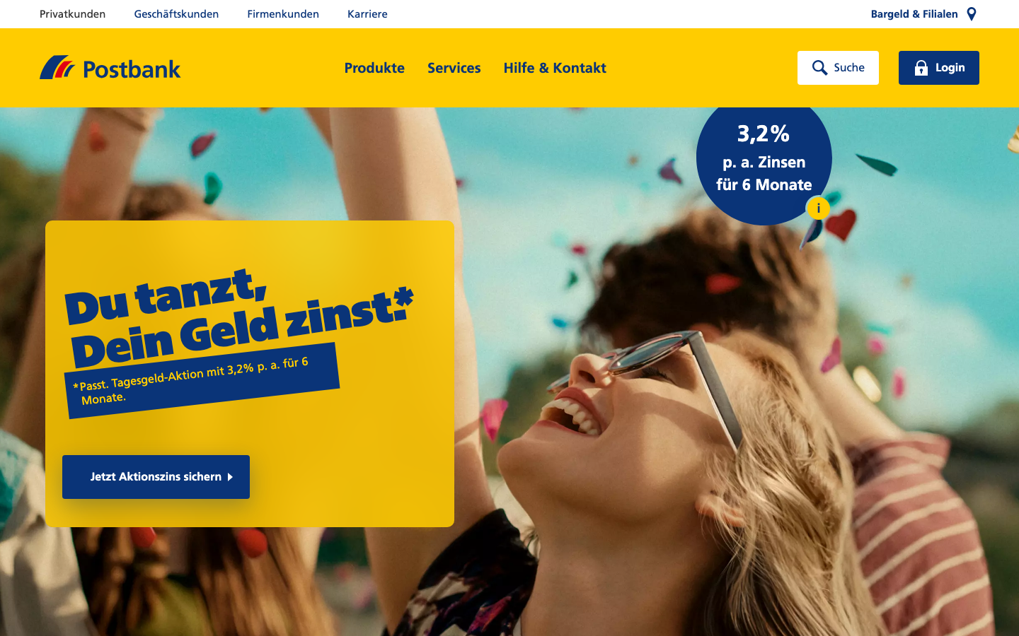 Postbank Startseite Screenshot