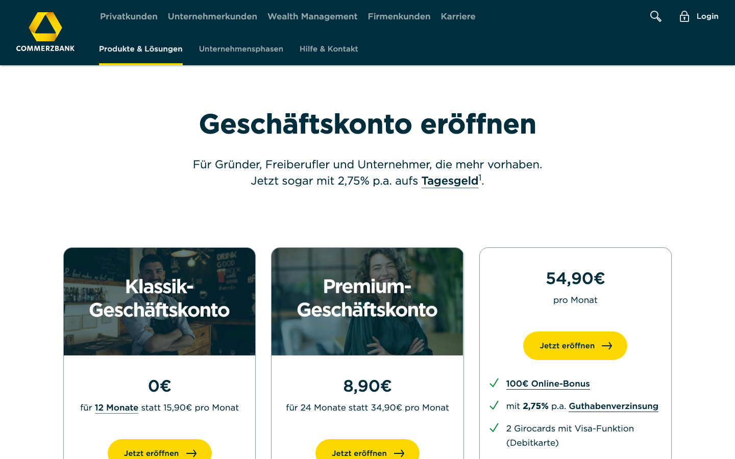 geschaeftskonto.io: Commerzbank Geschäftskonto Übersicht auf commerzbank.de