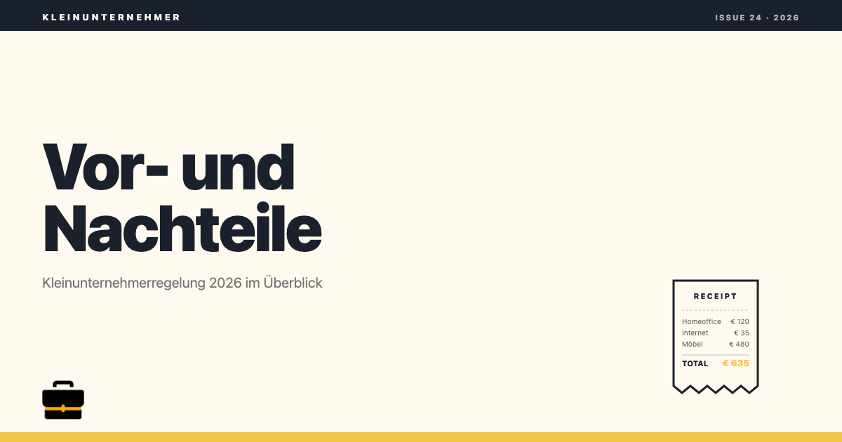 geschaeftskonto.io: Kleinunternehmerregelung §19 UStG 2026 Vor- und Nachteile