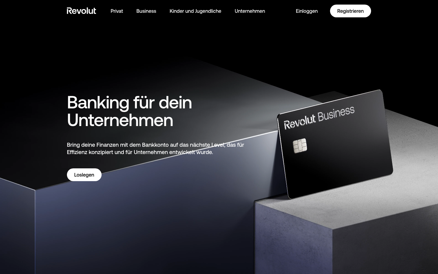 Screenshot der offiziellen Revolut Business Startseite