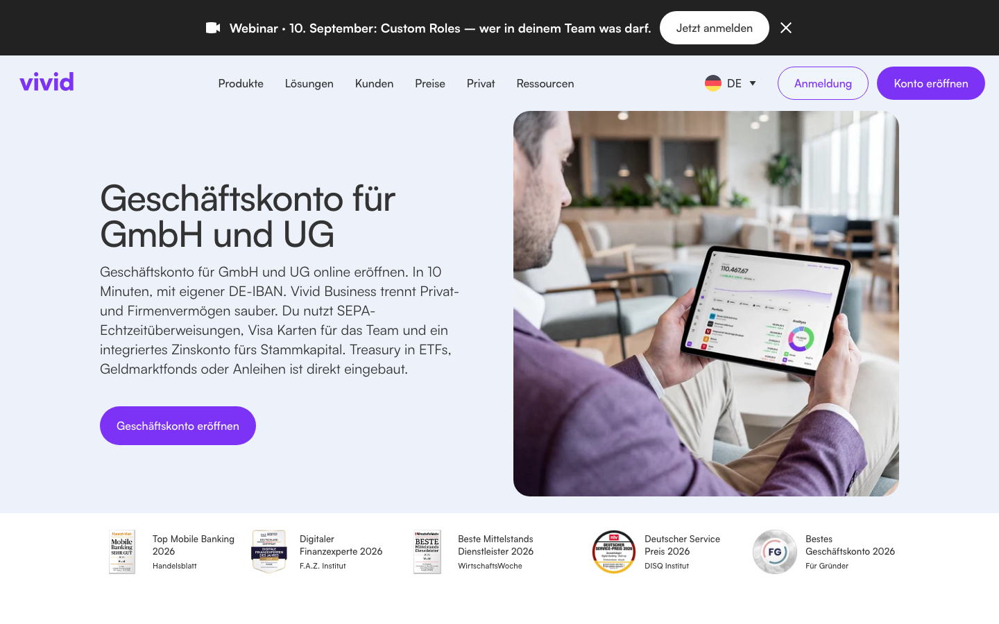 Vivid Geschäftskonto für GmbH und UG